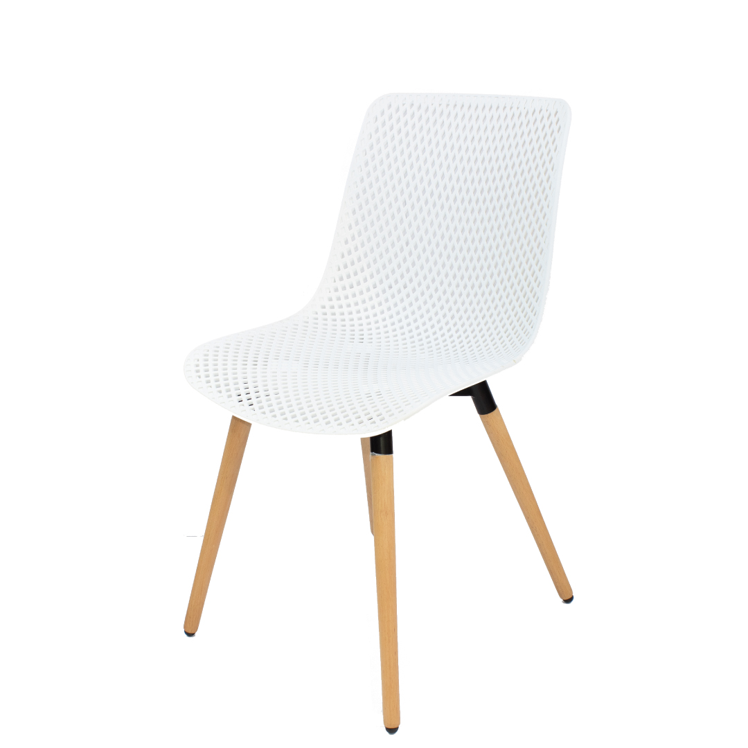 Jilphar Fiber Plastic Dining Chair with Wooden Legs JP1036C White 