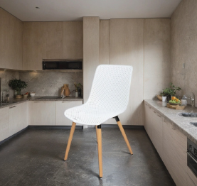 Jilphar Fiber Plastic Dining Chair with Wooden Legs JP1036C White 