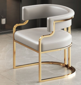 Jilphar Furniture Modern Luxury Cafe Salon Visitor Golden SS Upholstered Tub Leather Dining Armchair Chair JP1155B
