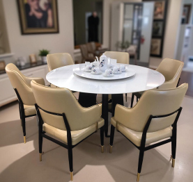 Jilphar Furniture 1+6 Dining set JP2470 1.5mtr Table with Leather Dining  Chairs JP1179 