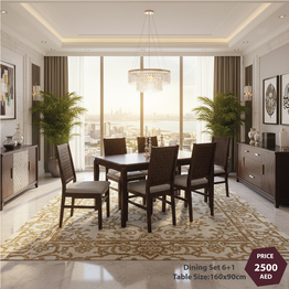 Jilphar Furniture Elegant 6+1 Luxury Dining Set JP1220 & JP2332