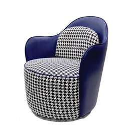 Jilphar Furniture 360° Degree Rotating Blue Premium Leather & Fabric Swivel Chair JP1243