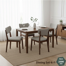 Jilphar Furniture Minimalist 4+1 Solid Wood Dining Set JP1281B & JP2325