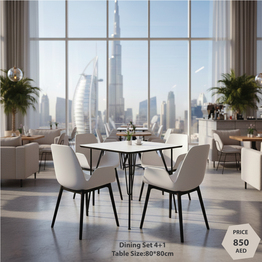 Jilphar Furniture Elegant 4+1 Dining Set JP1304B & JP2274A