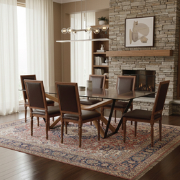 Jilphar Furniture Sophisticated 6+1 Glass Top Dining Set JP1320 & JP7034