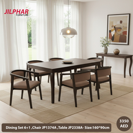Jilphar Furniture Elegant Solid Wood Dining Set 6+1 JP1374A & JP2338A