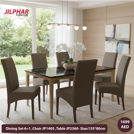 Jilphar Furniture 6+1 Solid Wood Dining Set JP1405 & JP2360
