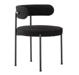 Jilphar Furniture  Modern Lamb Wool Fabric Dining Chair with Metal Black Legs JP1469B