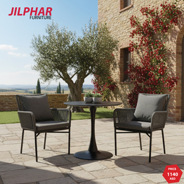 Jilphar Furniture Outdoor 2+1 Mediterranean Stone Patio Dining Set JP1540 & 2417B