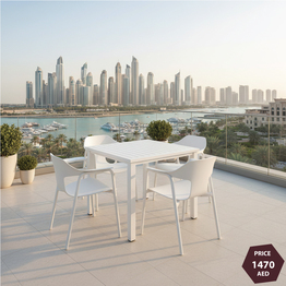 Jilphar Furniture Marina White 4+1 Outdoor Dining Set JP1575B & JP2354