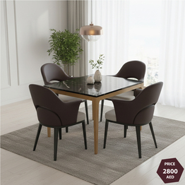 Jilphar Furniture Noir Luxe 4+1 Dining Set JP1578 & JP2362