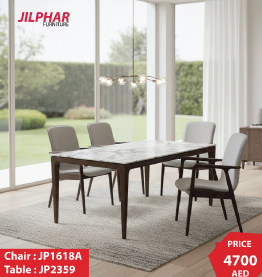 Jilphar Furniture Dining Table Set with 4 Solid European Beechwood Chairs – Model JP2359 & JP1618A