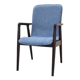 Jilphar Furniture Customizable Lounge Armchair – Light Blue Upholstery with Brown Wooden Frame JP1618B
