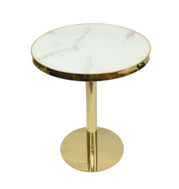 Jilphar Furniture Marble 60 Dia Round Table with SS Gold Plated Table Base JP2143B