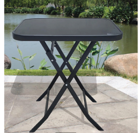 Jilphar Furniture Square Foldable Table with Glass Top JP2241