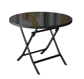 Jilphar Furniture Round Foldable Table with Glass Top JP2243