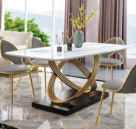 Jilphar Furniture Modern Marble and Gold plated Dining Table JP2266