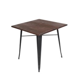 Jilphar Furniture Rustic Industrial Square Dining Table – Dark Walnut & Matte Black JP2284A