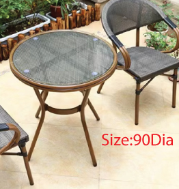 Jilphar Furniture Rattan Outdoor Round Dining Table with Glass Top JP2345B