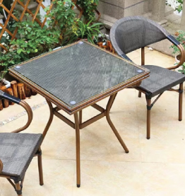 Jilphar Furniture Rattan Outdoor Square Dining Table with Glass Top JP2345C