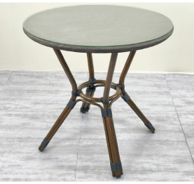 Jilphar Furniture Rattan Outdoor Round Dining Table with Glass Top with dark legs JP2347A
