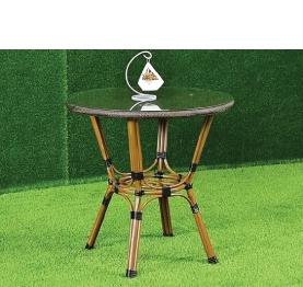 Jilphar Furniture Rattan Outdoor Round Dining Table with Glass Top with light legs JP2347B