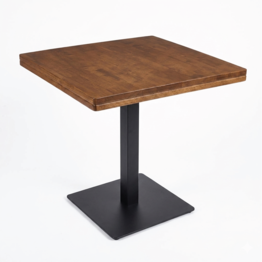 Jilphar Furniture Industrial Square Dining Table – Wood & Matte Black Pedestal JP2355A/3017