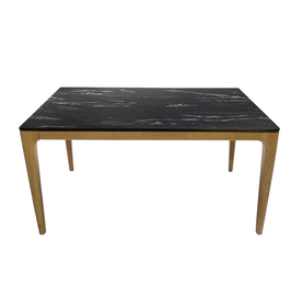 Jilphar Furniture 6 seater Dining Table with Black Texture  Top (135*80*75cm) JP2360