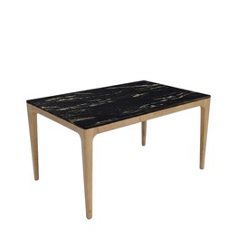 Jilphar Furniture 6 seater Dining Table with Black Texture  Top (135*80*75cm) JP2360