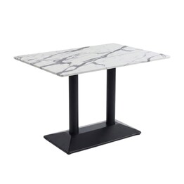 Jilphar Furniture Modern Rectangular Dining Table – Fiberwood & Matte Black Dual Base JP2444/3023