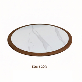 Jilphar Furniture Premium Sintered Stone Round Tabletop with Wood Veneer Trim JP2497B