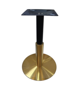 Jilphar Furniture Modern Dual Tone Brass-Finish and Powder Coated Metal Table Base – Round Bottom with Square Mounting Plate JP3092