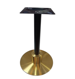 Jilphar Furniture Modern Dual Tone Brass-Finish and Powder Coated Metal Table Base – Round Bottom with Square Mounting Plate JP3093