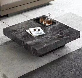 Jilphar Furniture Square Shape Creative Coffee Table Luxury Modern Marble Slate Square Corner Table Side Table For Living Room JP4057