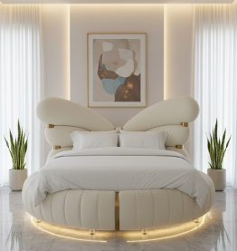 Jilphar Furniture Modern Sculptural Platform Bed Frame JP6663