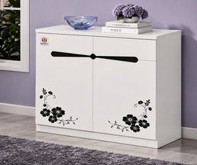 Jilphar Furniture Decorative White Shoe Cabinet with Floral Accents Model A0802