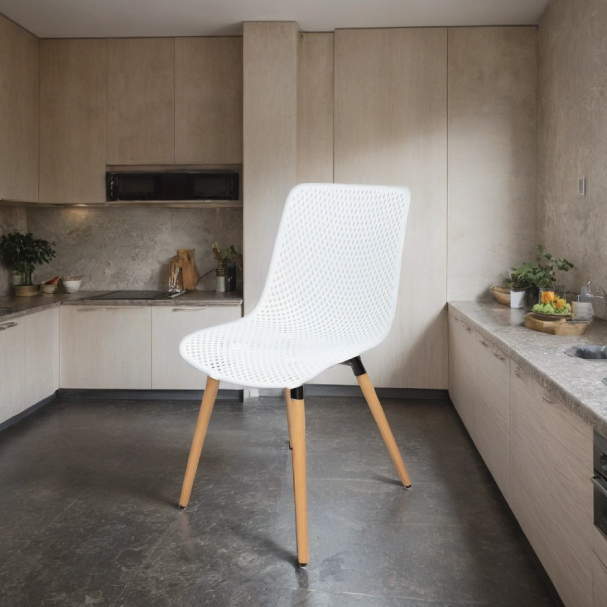 Jilphar Fiber Plastic Dining Chair with Wooden Legs JP1036C White 