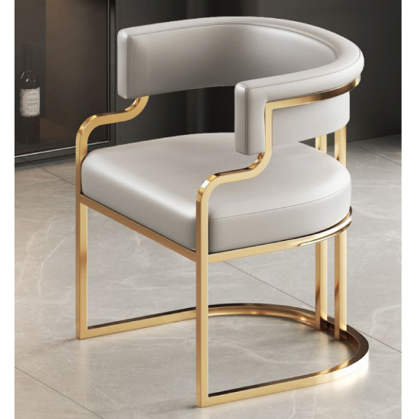 Jilphar Furniture Modern Luxury Cafe Salon Visitor Golden SS Upholstered Tub Leather Dining Armchair Chair JP1155B