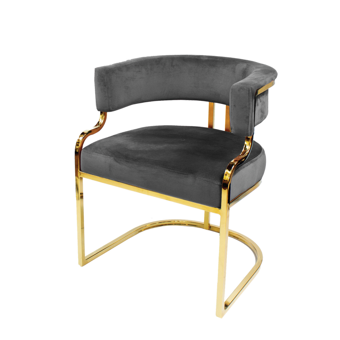 Jilphar Furniture Modern Luxury Cafe Salon Visitor Golden SS Upholstered Tub Leather Dining Armchair Chair JP1155B