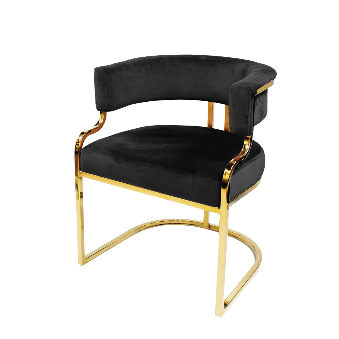 Jilphar Furniture Modern Luxury Cafe Salon Visitor Golden SS Upholstered Tub Leather Dining Armchair Chair JP1155B