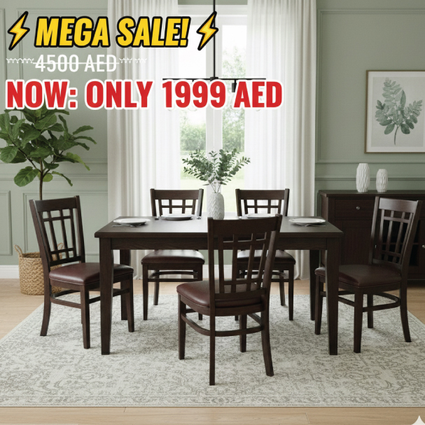Jilphar Furniture Stylish 6-Seater Solid Wood Dining Set JP2322 / JP1164A