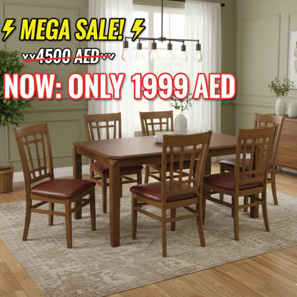 Jilphar Furniture Elegant 6-Seater Solid Wood Dining Set JP2323 / JP1164B