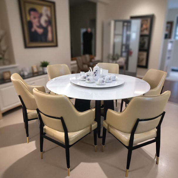 Jilphar Furniture 1+6 Dining set JP2470 1.5mtr Table with Leather Dining  Chairs JP1179 