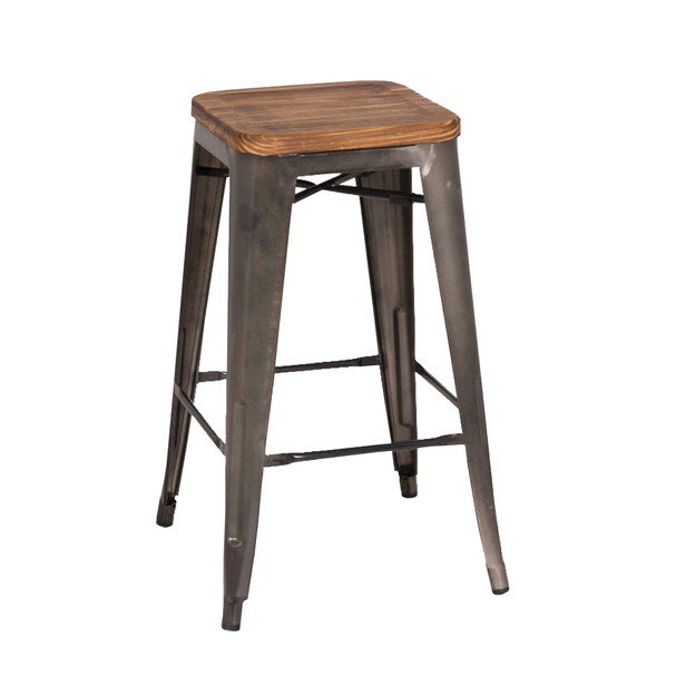 Jilphar Furniture High Metal Bar Stool with Wood Seat JP1192