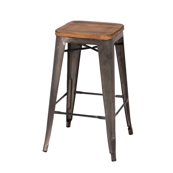 Jilphar Furniture High Metal Bar Stool with Wood Seat JP1192