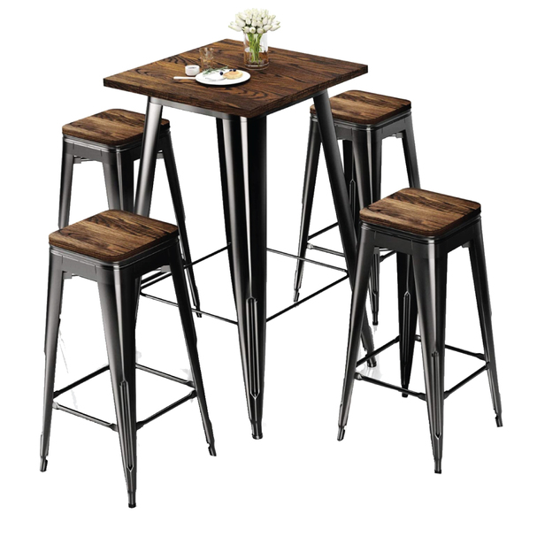 Jilphar Furniture High Metal Bar Stool with Wood Seat JP1192