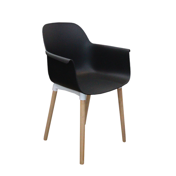 Jilphar Furniture Dining Chair with  Wooden Leg- Black JP1267A.  