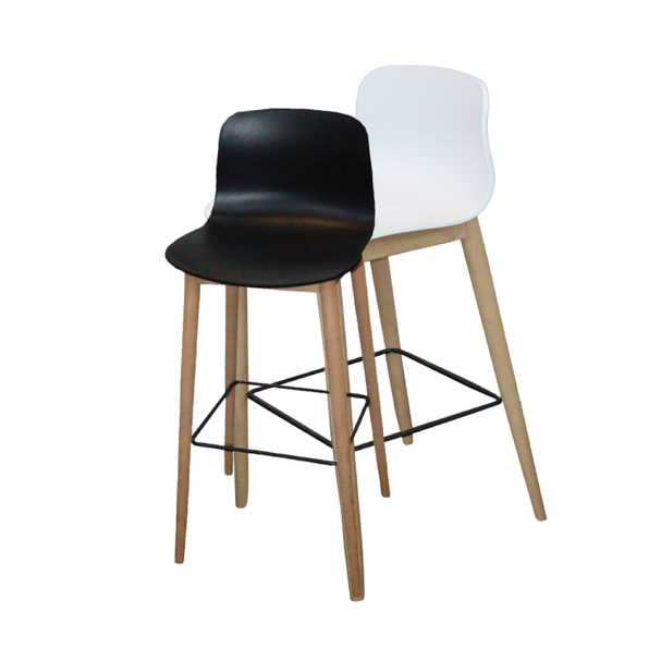 Jilphar Furniture High Polypropylene Bar Chair with Wooden Legs - JP1286B