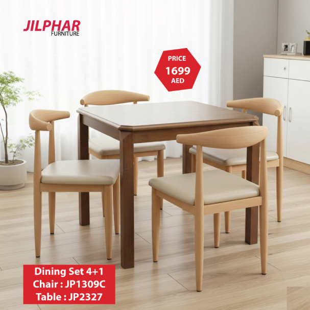 Jilphar Furniture Modern 4-Seater Dining Table Set JP2327 / JP1309C