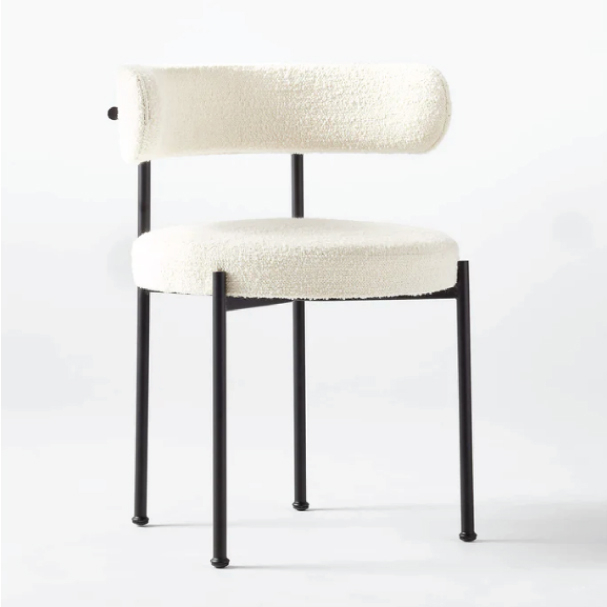 Jilphar Furniture  Modern Lamb Wool Fabric Dining Chair with Metal Black Legs JP1469A